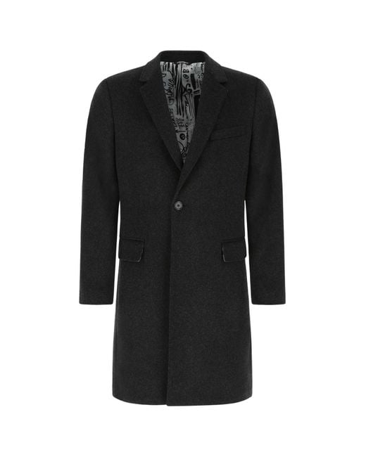 Dolce & Gabbana Black Slate Wool Blend Coat for men