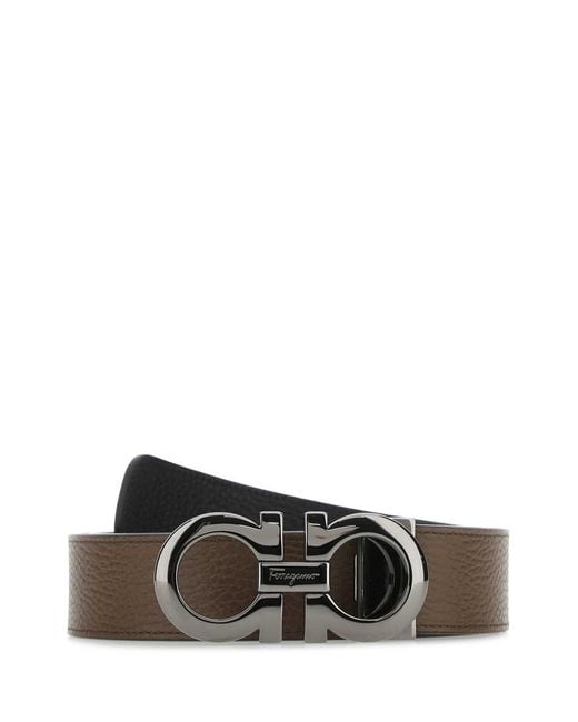 Ferragamo White Salvatore Leather Reversible Belt for men
