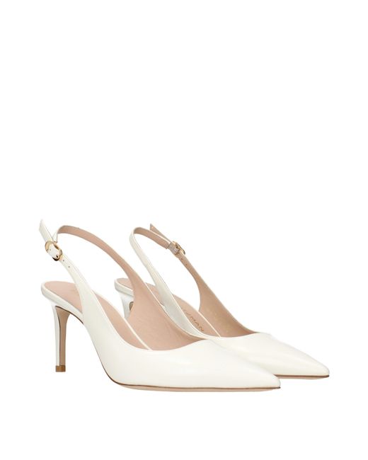 Stuart Weitzman White Sandals/Cream Leather