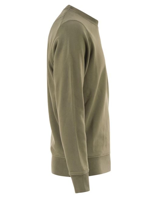 Stone Island Green Regular Fit Crew Neck Sweatshirt With Raglan Sleeves