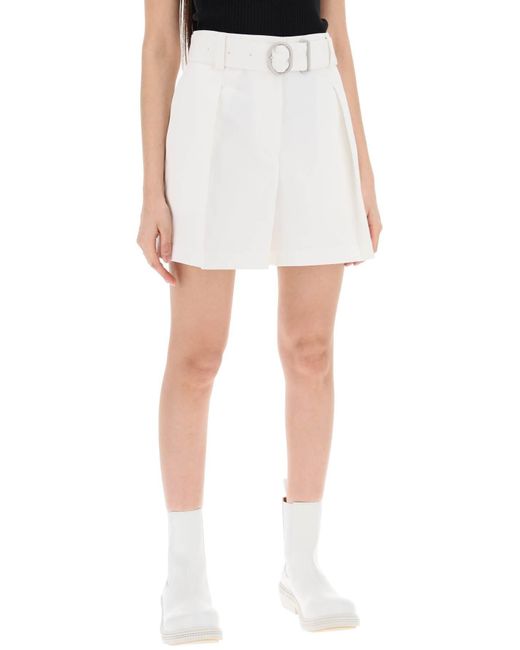 Pantaloncini di bermuda di cotone con cintura rimovibile di Jil Sander in White