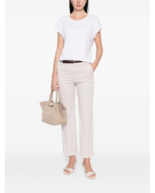 Via Masini 80 White Trousers Cotton