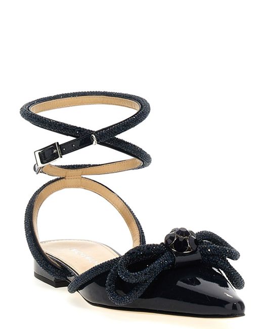 Mach & Mach Blue 'Double Bow' Ballet Flats