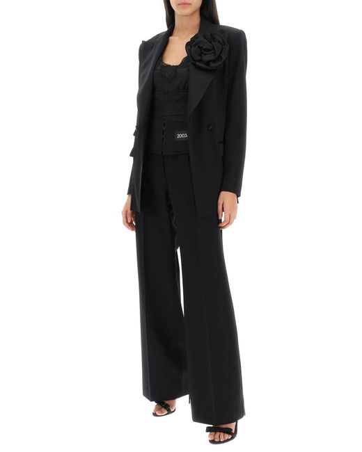 Pantaloni Sartoriali A Gamba Ampia di Dolce & Gabbana in Black