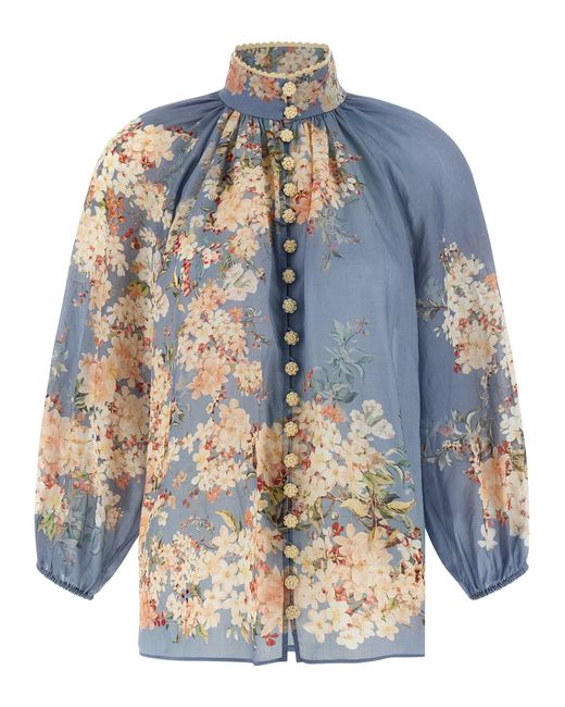 Zimmermann Blue Cascadian Billow' Blouse