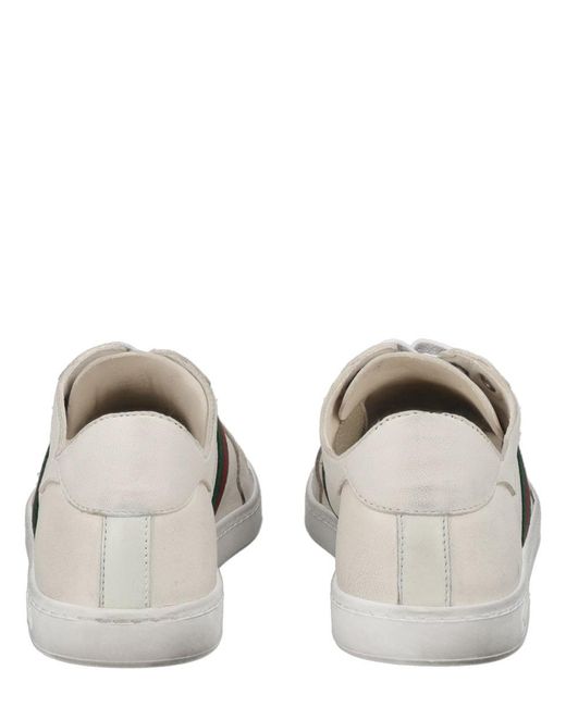 Gucci White "Stretch" Leather Effect Sneaker