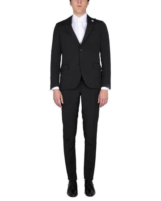 Lardini Black Single-Breasted Suit for men