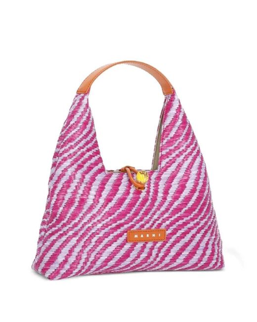 Marni Pink Trapez-Einkaufstasche mit Logo