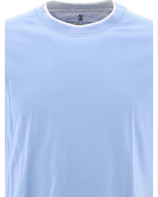 Brunello Cucinelli "Faux Laying" T -Shirt in Blue für Herren