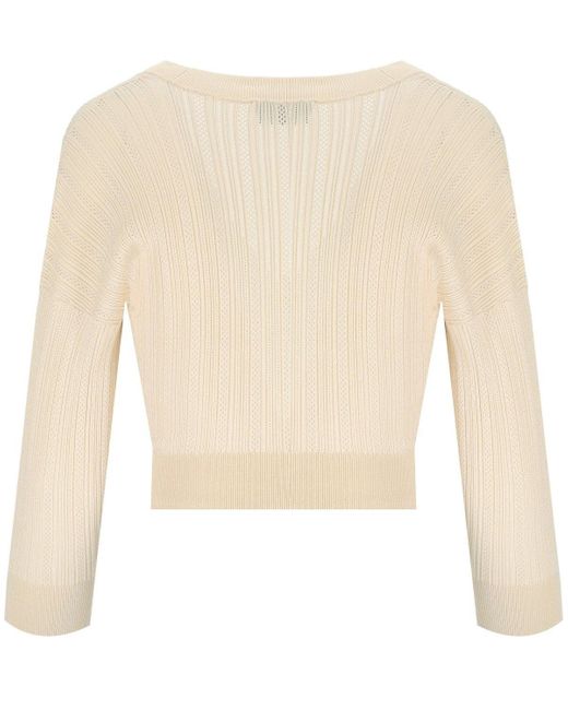 Elisabetta Franchi White Butter Knitted Top With V-Neck