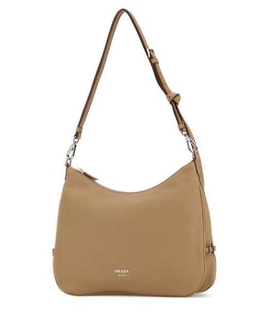 Prada Brown Leather Large Fold Shopping Bag