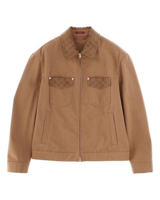 Gucci Brown Jacket With Zipper And Collar
