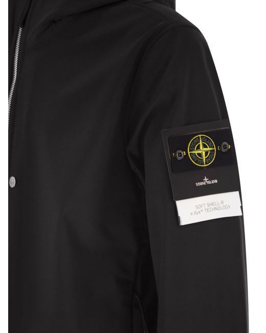 Stone Island Black Light Jacket With Hood And Weatherproof Membrane for men