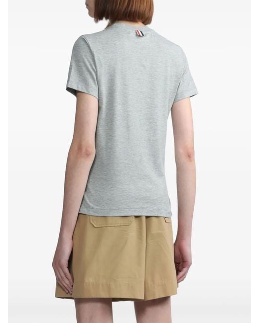 Thom Browne Gray Relaxed Fit Ss Tee With Side Slits
