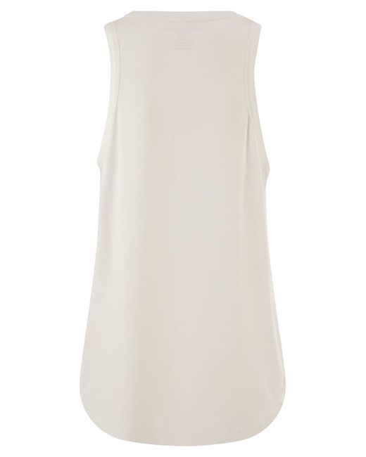Majestic White Sleeveless Stretch Viscose Top With Wide Neckline