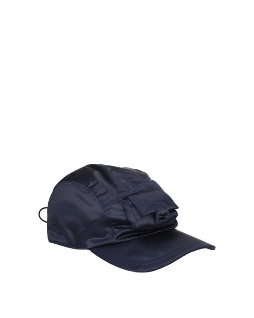 Fendi Blue Polyamide Cap (baseball Hat)