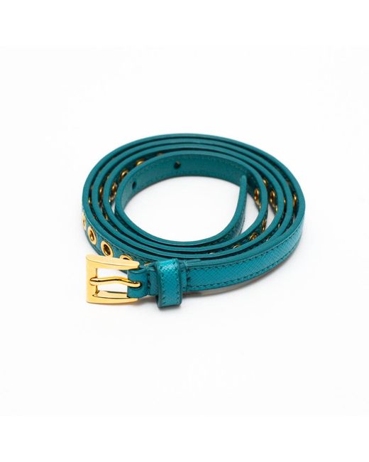 Prada Blue Skinny Eyelet Belt