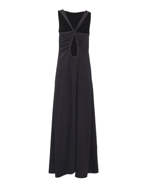 P.A.R.O.S.H. Black Maxi Dress With Unique Cut-Out Detail