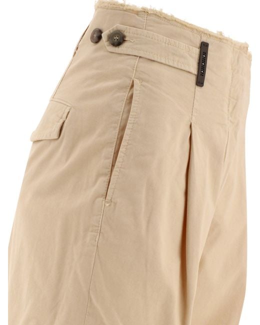 Pantalones con detalles con flecos Peserico de color Natural