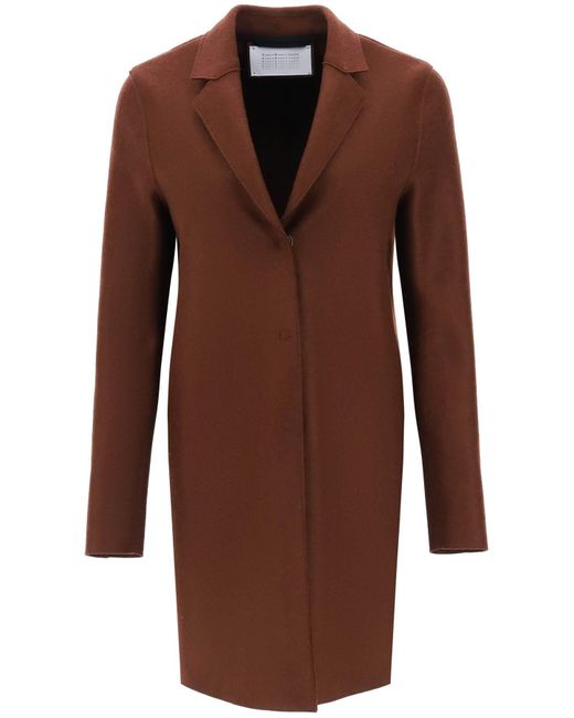 Harris Wharf London Brown Single-breasted Coat In Pressed Wool