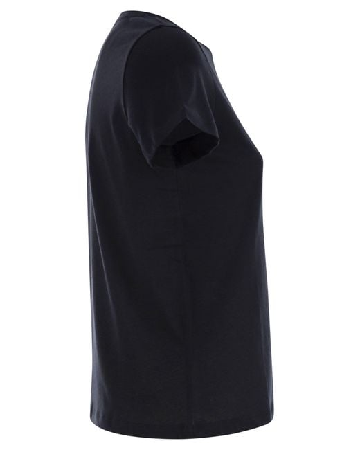 Majestic Black Crew-Neck Short-Sleeved Cotton T-Shirt