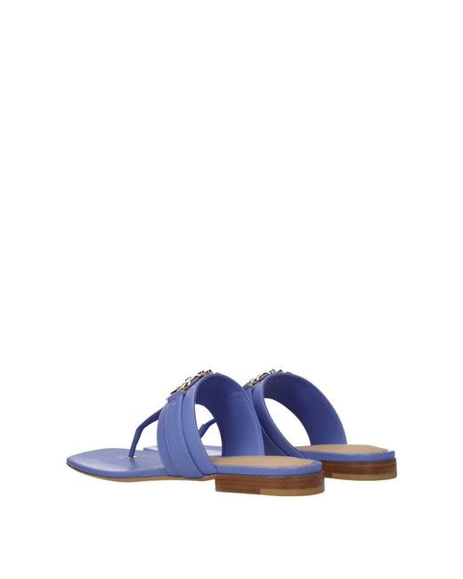 Ferragamo Blue Rikis Flip Flops/Lilac Leather