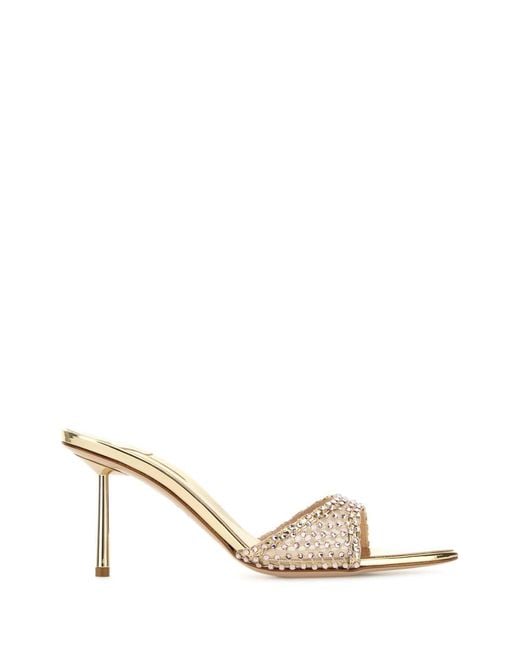 Le Silla Natural Embellished Mesh Gilda Mules