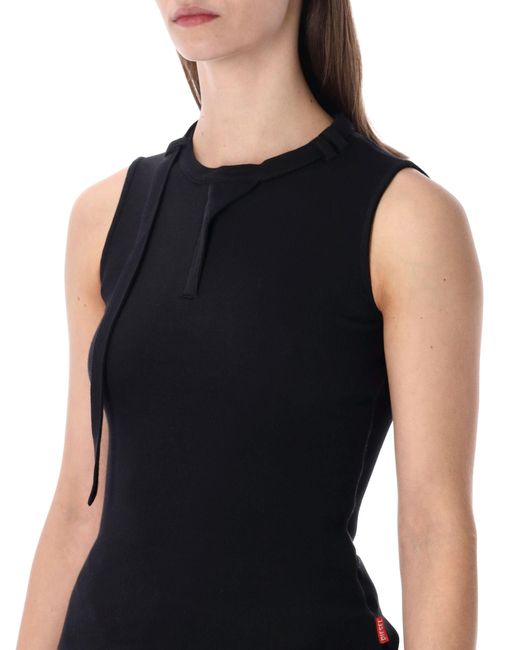 DIESEL Black T-Iara Sleeveless Ribbed Cotton Top
