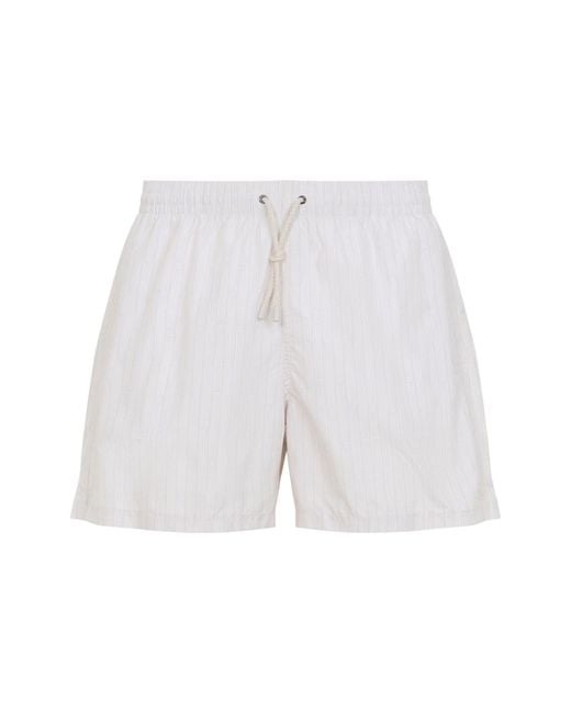 Canali White Polyester Swim Shorts