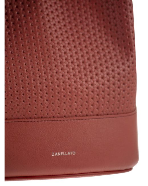 Zanellato Red Monda' Leather Bucket Bag S