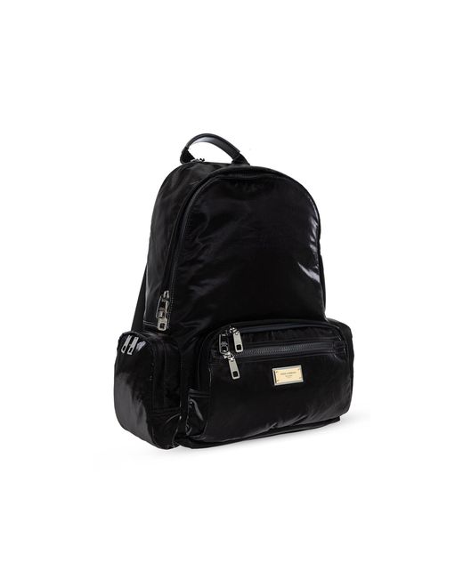 Dolce & Gabbana Black Embossed Logo Backpack for men