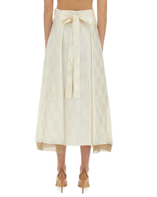 Fendi Natural Ff Silk Skirt