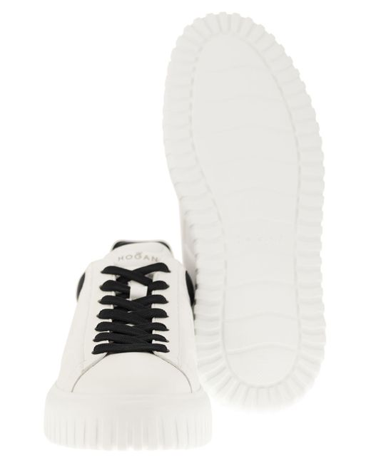 Hogan White H Stripes Sneakers for men