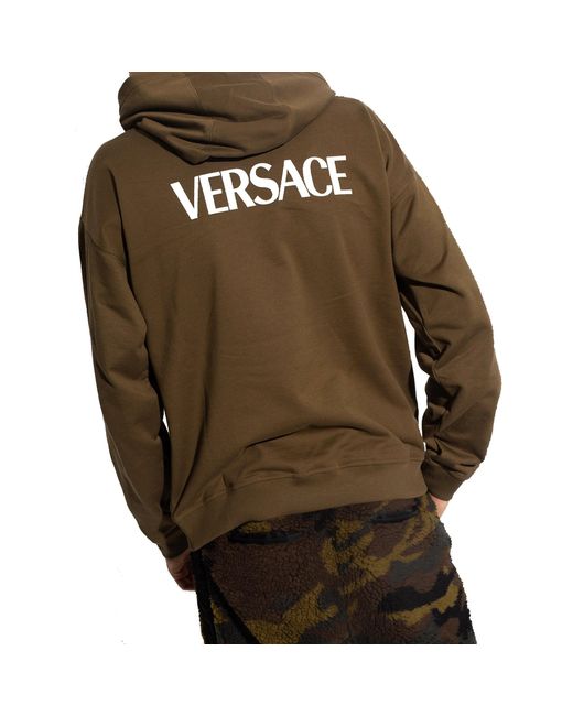 Versace Green Logo Hooded Sweatshirt for men