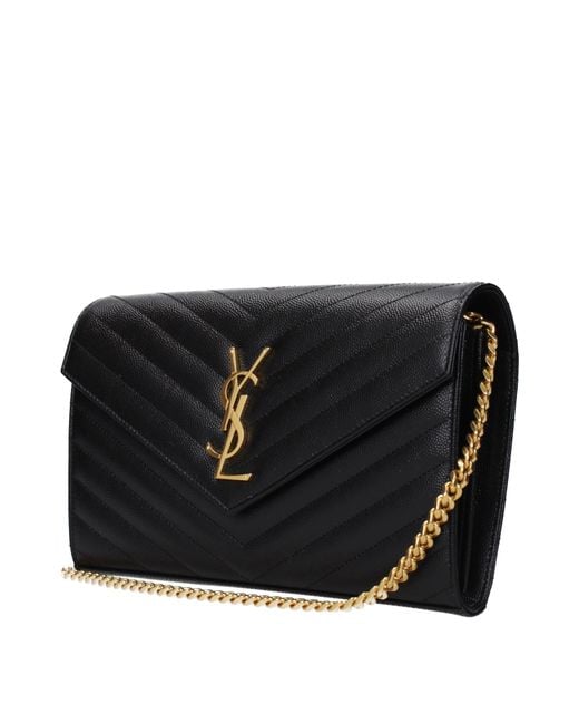 Saint Laurent Black Cassandre Pouch Leather
