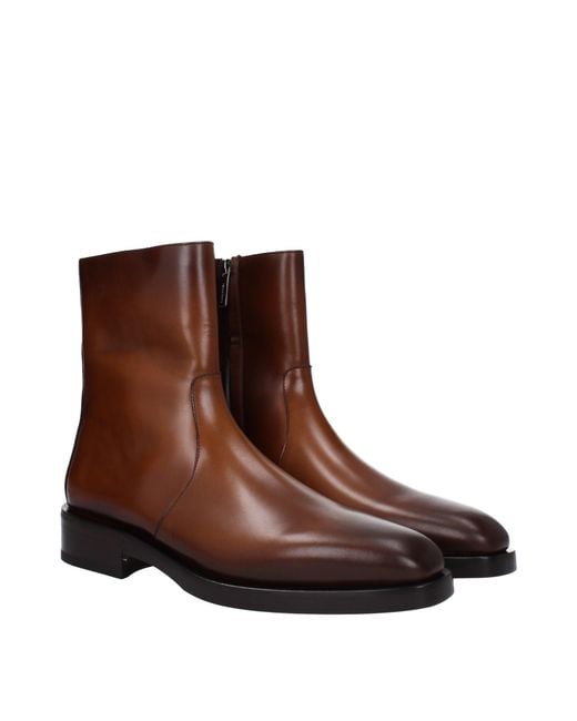 Ferragamo Brown Gerald Boots Leather/Biscuit for men