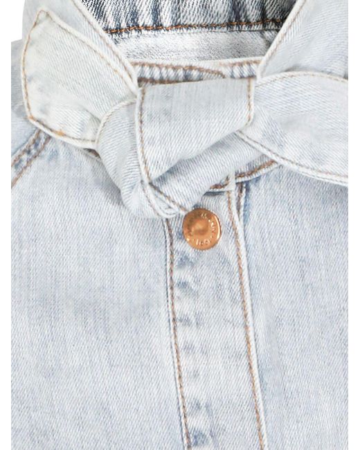 Zimmermann White Bow-Tie Denim Top