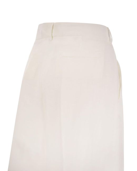 Antonelli White Tulipano Linen Wide Trousers