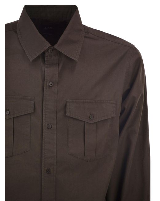 A.P.C. Katoenen Utility-shirt Met Opgestikte Zakken in het Black voor heren