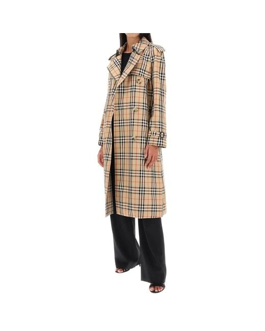 Burberry Checked Trench in het Natural
