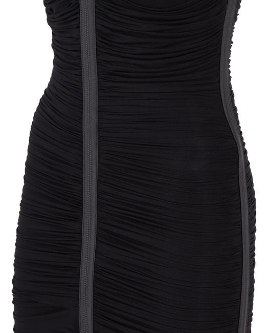 Elisabetta Franchi Black Fitted Evening Dress With Ruched Detailing
