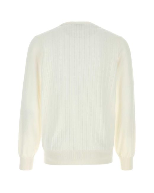 Brunello Cucinelli White Round-Neck Knitwear for men