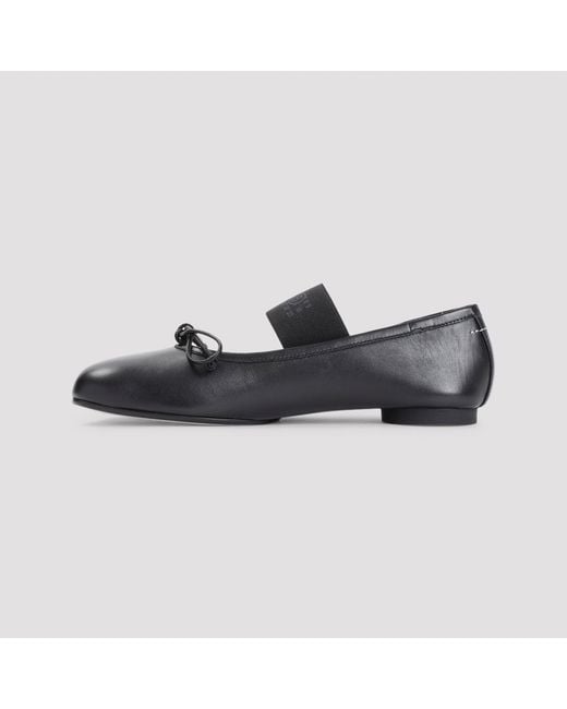 MM6 by Maison Margiela Black Ovine Leather Ballet Shoe
