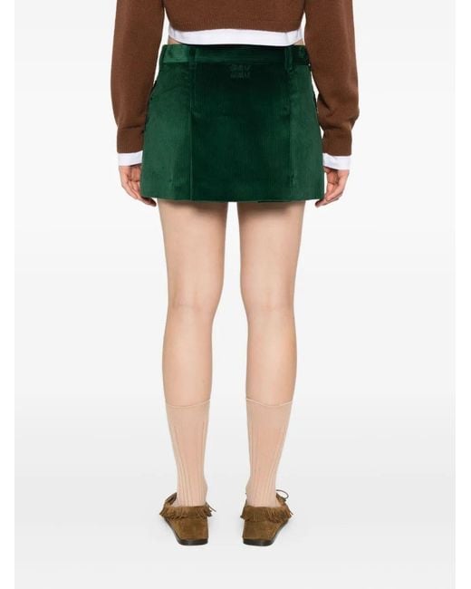 Miu Miu Green Gonne Velluto Coste