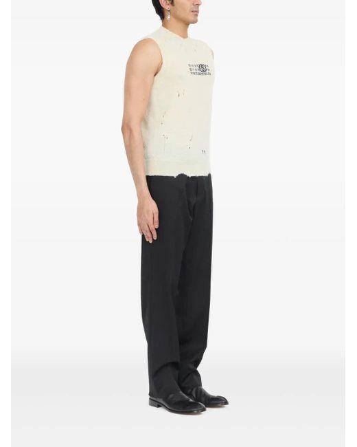 MM6 by Maison Martin Margiela Gray Sleeveless Top With A Distressed Look