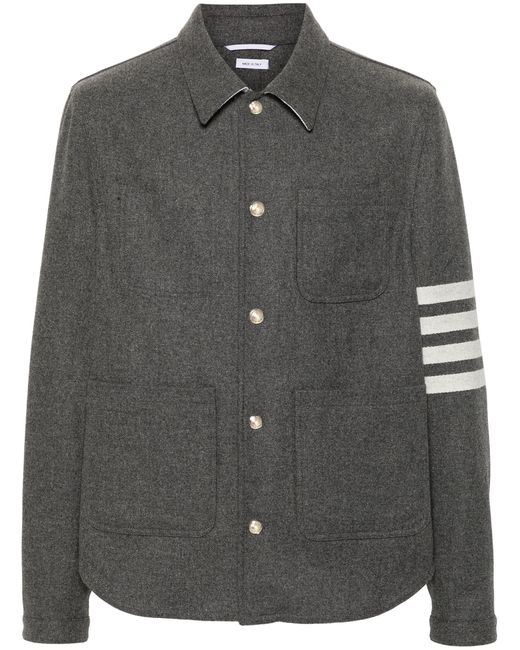 Thom Browne 4-Bar Vilten Shirtjack in het Black