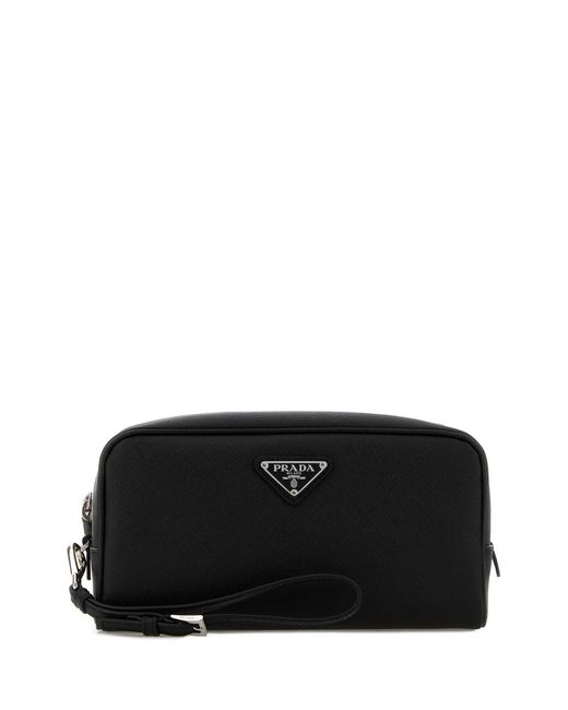 Prada Black Leather Beauty Case for men