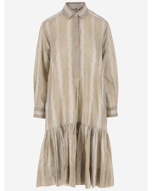Péro Natural Silk Chemisier Dress With Floral Pattern