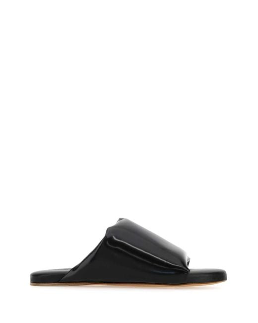 Bottega Veneta Black Nappa Leather Cushion Sandals