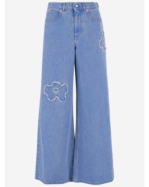 Jeans de mezclilla de algodón con aplicacións Marni de color Blue